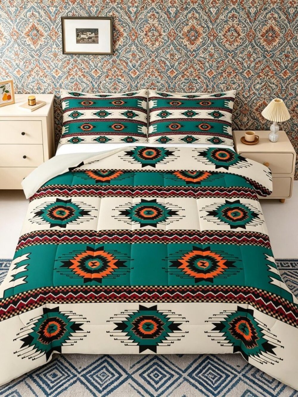 Boho Comforter Set Queen Size Southwestern Bedding Set for Kids